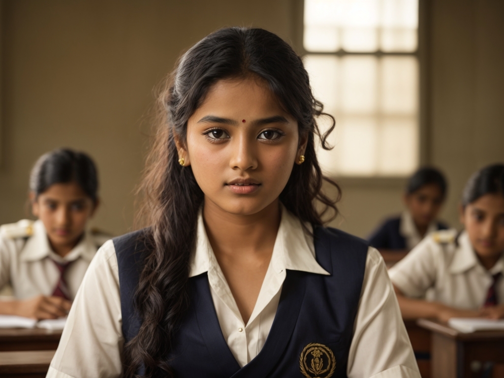 Young and beautiful Pranshi in school uniform